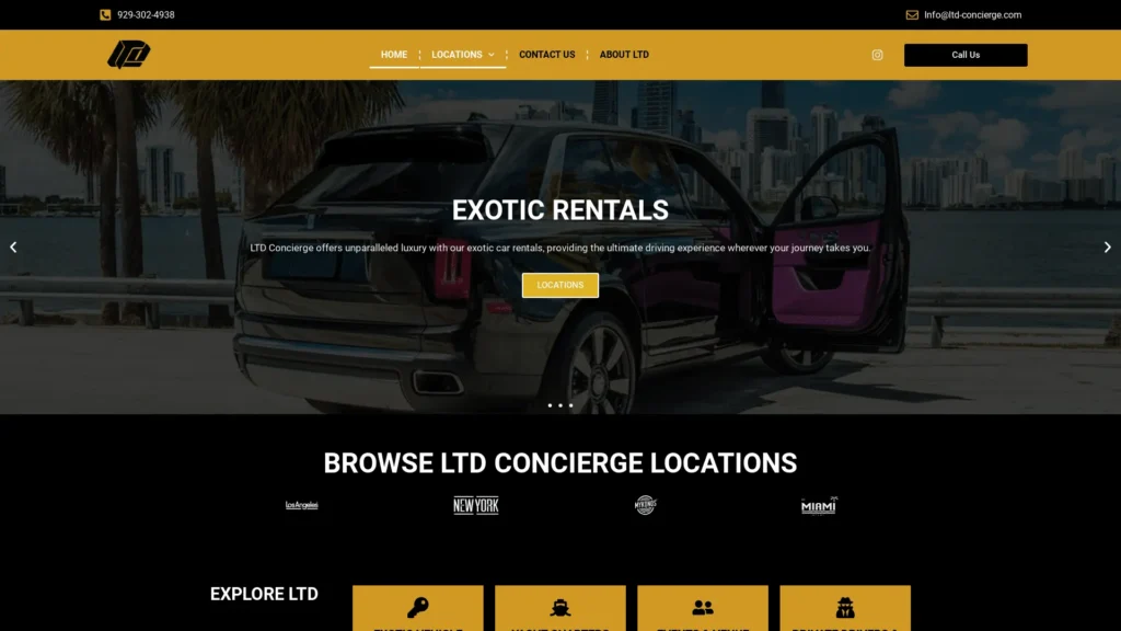 LTD Concierge Website Homepage