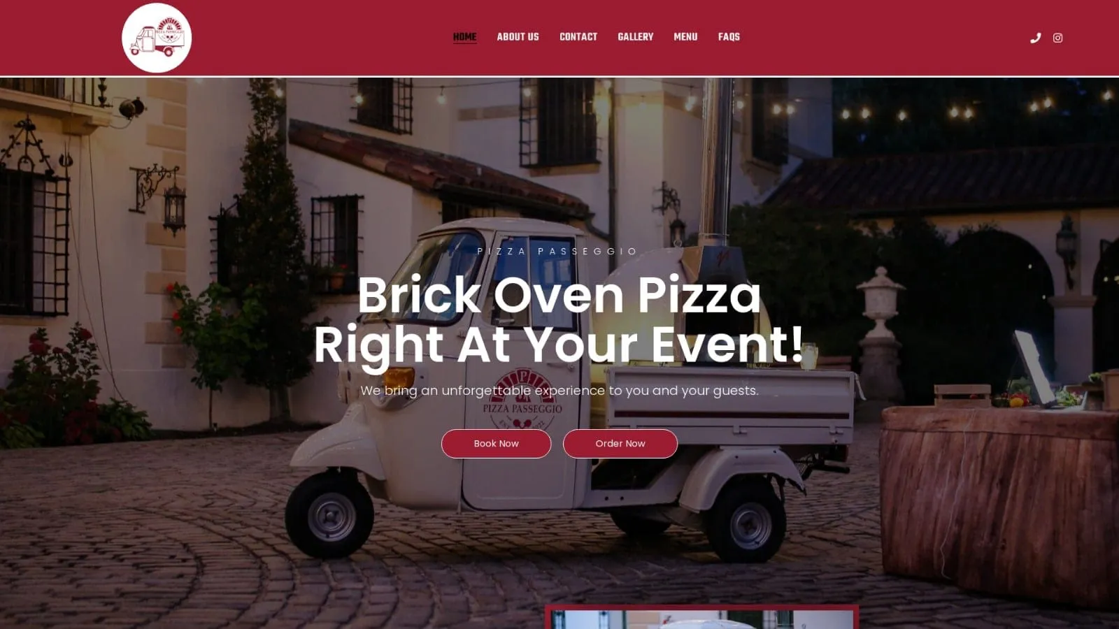 Pizza Passeggio's New Website Homepage