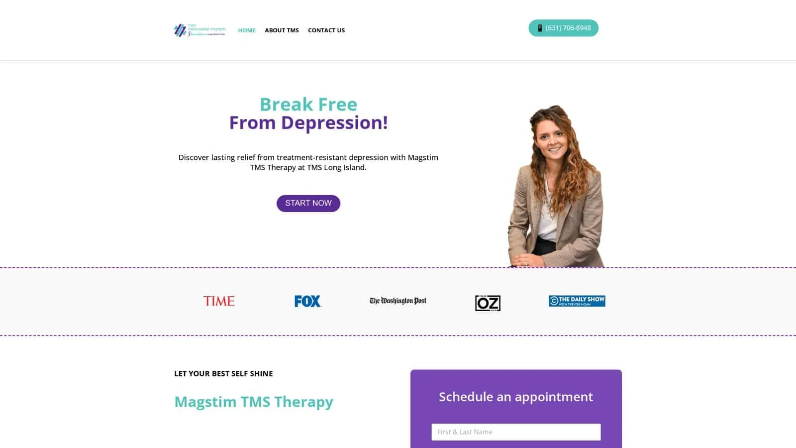 TMS Long Island Website Homepage